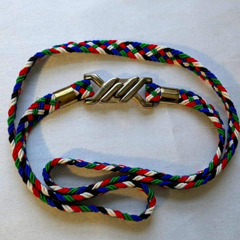 Braided Rope Belt, Multi Color, Vintage Belts.
